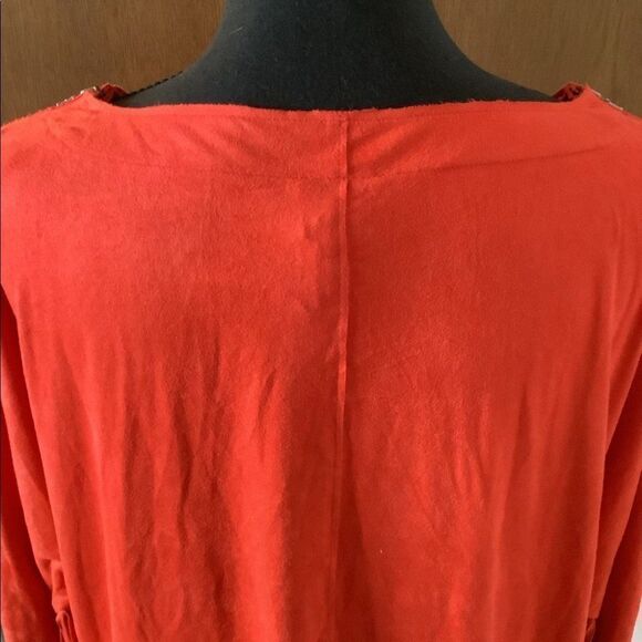 Faux Suede Red Fringe Top - Picture 4 of 7